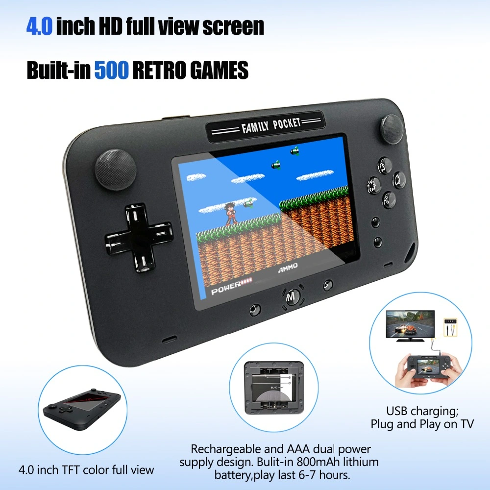 Kids Handheld Games Consoles Built-in 2000+ Retro Handheld Video Games with 16 TF Card - 4" LCD Video Game Console for Adult