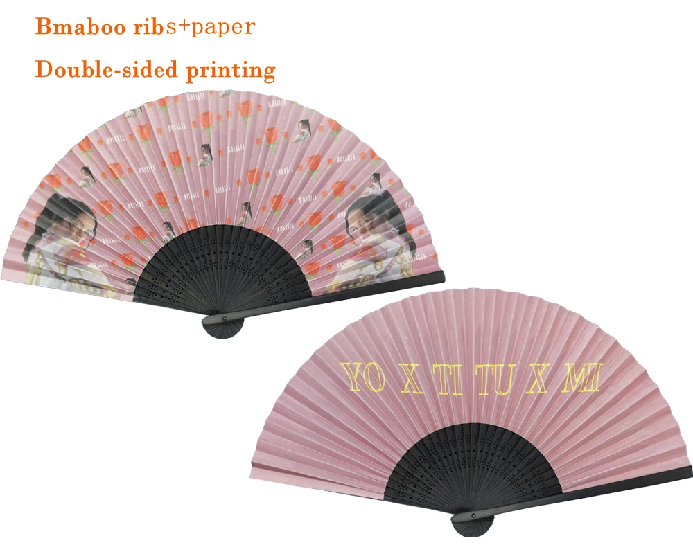 Benutzerdefinierte Großhandel Hochzeitsfeier Hand Fan Bambus Papier Seide Luxuriös Druck Hand Gehalten Chinesischen Janpanese Handventilator