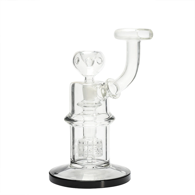 Jiju Glass Smoking Water Double Recycler Slitted Donut Perc Pipe DAB Rig Oil Water Pipe