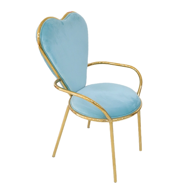 Wholesale/Supplier Home Furniture Hotel Restaurant Metal Frame Blue Velvet Fabric Wedding Chair