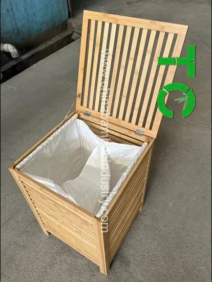 Wholesale Laundry Hamper with Lid Divided Clothes Hamper Bamboo Laundry Basket with 2 Removable Liner Bag