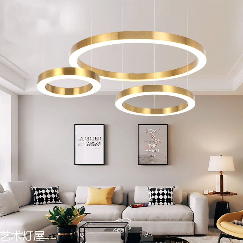 Stainless Steel Bronze Golden Color LED Ring Pendant Light