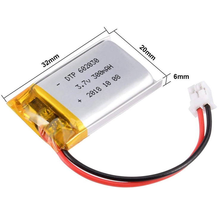 3.7V 300mAh 602030 Rechargeable Battery for Bluetooth Earphone