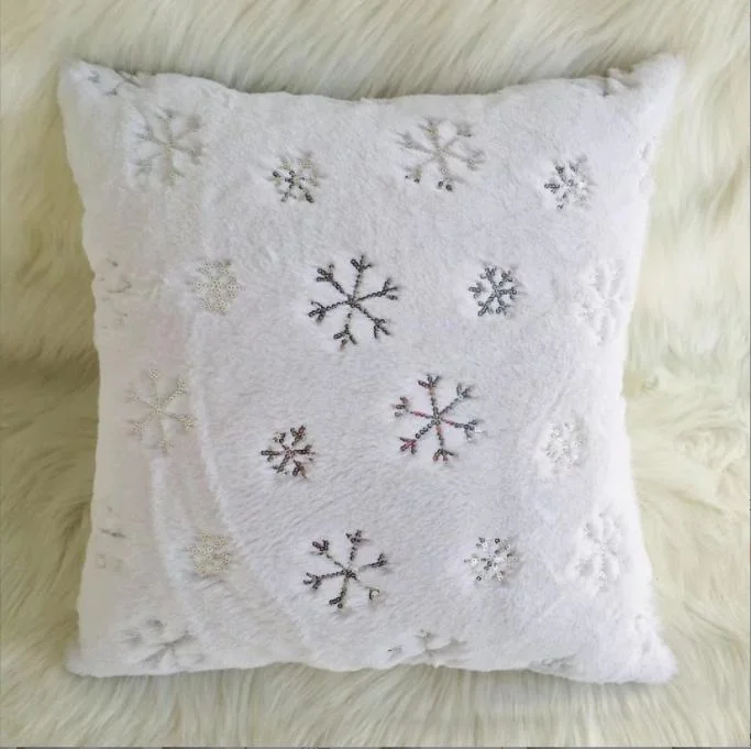 Plush Christmas Gold and Silver Sequin Embroidery Decorative Pillowcase Cross-Border Hotel Pillow Sofa Cushion Nocore