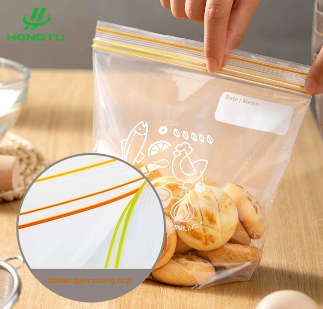 Atacado sem BPA LDPE à prova de fugas proteção estanque para dobrar a parte superior Sandwich à prova de água Quart Galloon Snack Reusable Custom Seal embalagem plástica Double freezer Saco com fecho de correr