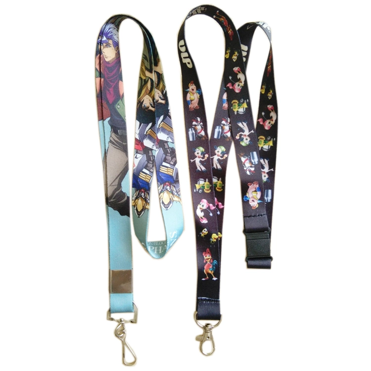 Günstige verschiedene Farbe Custom Printed Polyster Lanyardssatin Lanyards mit Flasche Öffner Helle Farbe Cartoon Charakter Lanyards