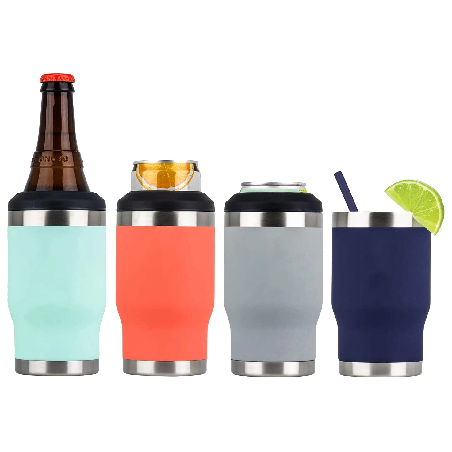 4 in 1 Double Wall Stainless Steel Vacuum Insulated Tumbler Can Cooler