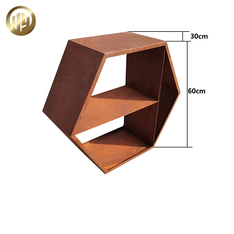 Wholesale Simple Design Corten Steel Rusty Metal Wood Storage