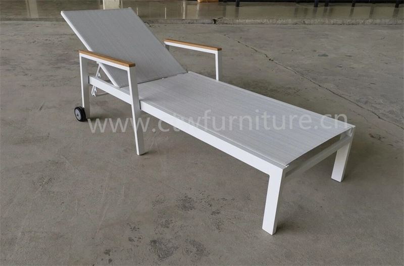 Aluminium Rahmen Textilschling Outdoor Liegestuhl Chaise Beach Chair Am Pool Sonnenliege