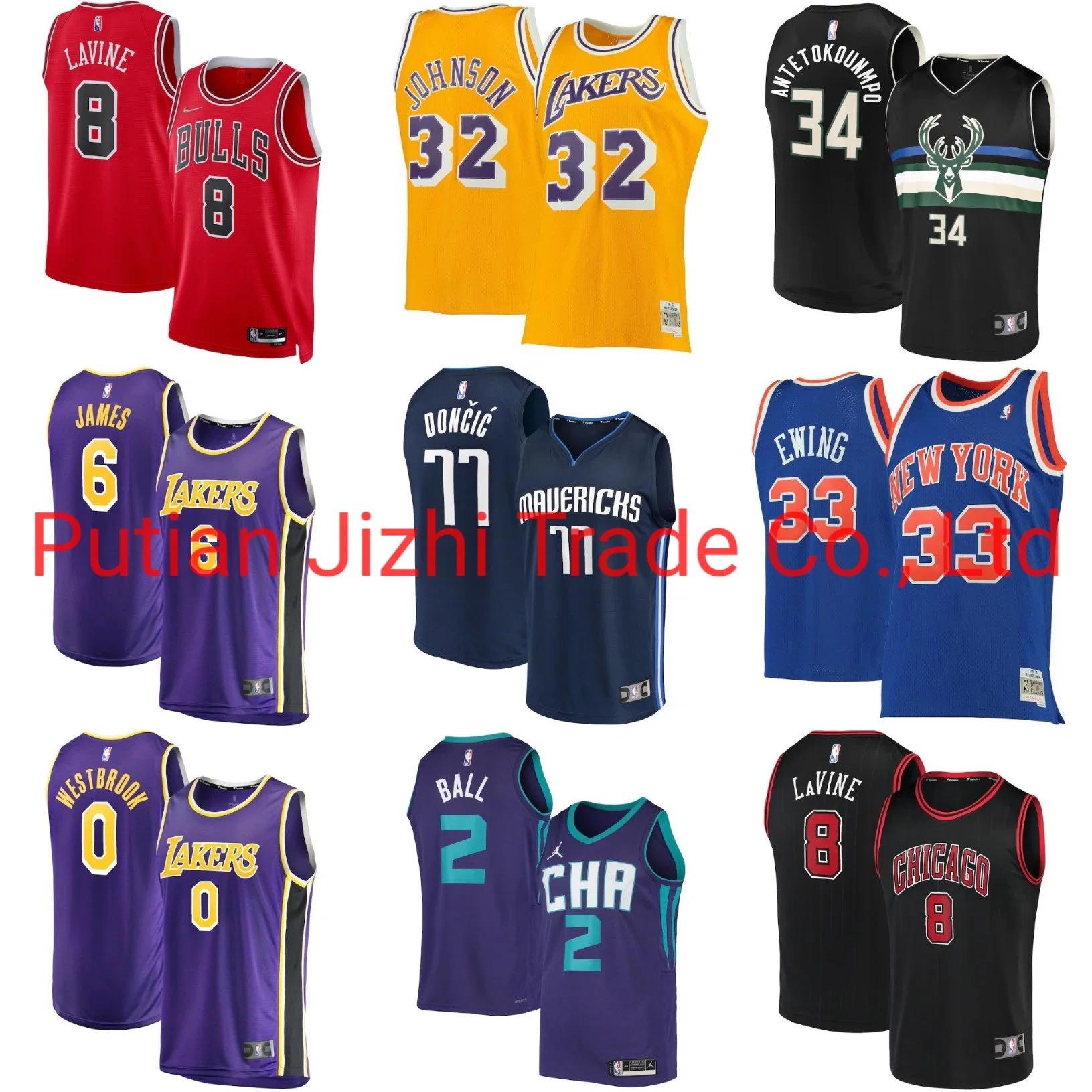 Großhandel Günstige Laubholz Klassiker Chicago Bulls La Lakers Bucks Swingman Basketball Trikots