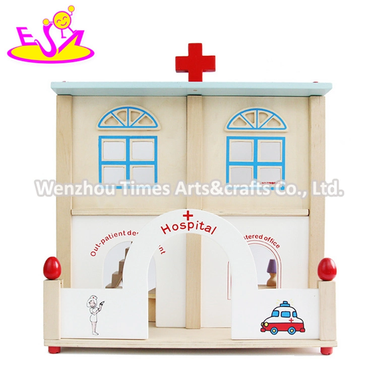 Wholesale Wooden Hospital Toy Set for Kids Includes Dolls and Furniture W06A285