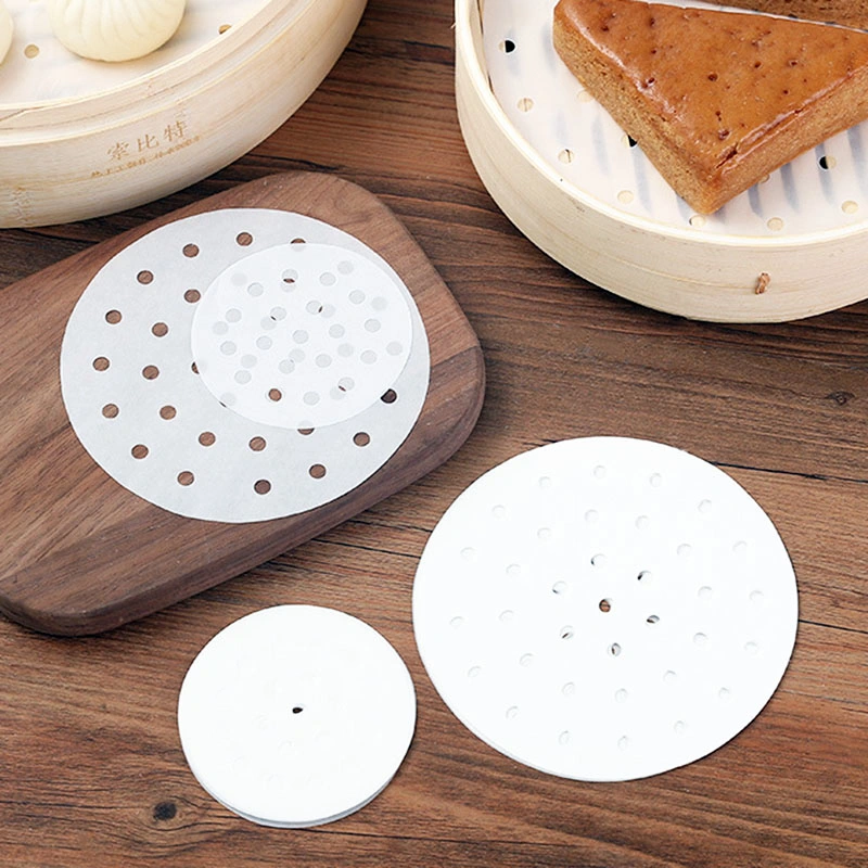 White Round Non Stick Bamboo Steamer Dim Sum Paper, Hamburger Press Paper