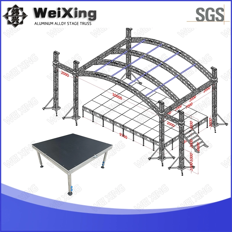 Cheap Lighting Exhibition Concert Scaffolding Ground Arch Curved Support Event Aluminum Stage Truss Roof System Truss for Sale