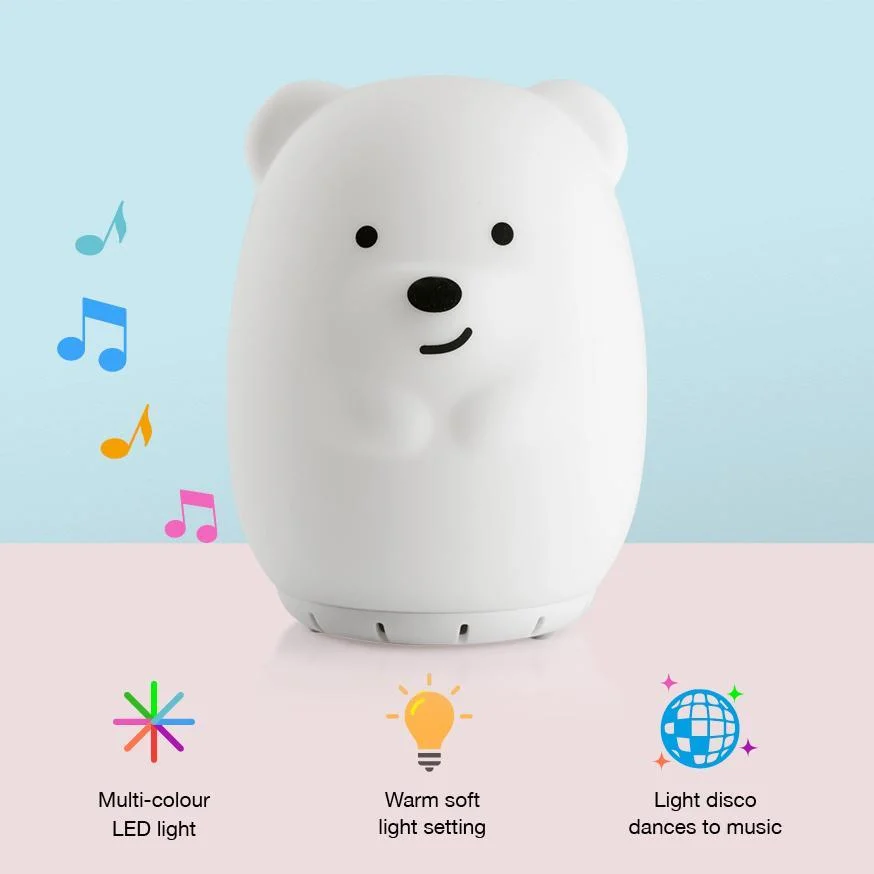 La musique de l'ours de la lampe témoin LED RVB de la nuit dernière USB sans fil haut-parleur BT Cartoon Bunny lampe de chevet en silicone pour les enfants Baby