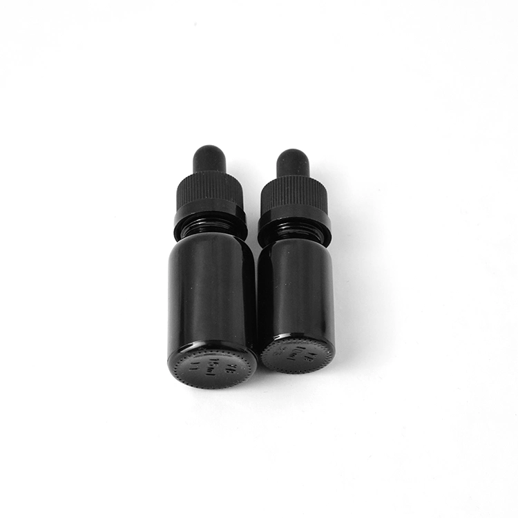 Color Printer Round 30ml Matte Black Glass Dropper Bottle with Rubber Dropper Cap Packaging Box for Essential Oil