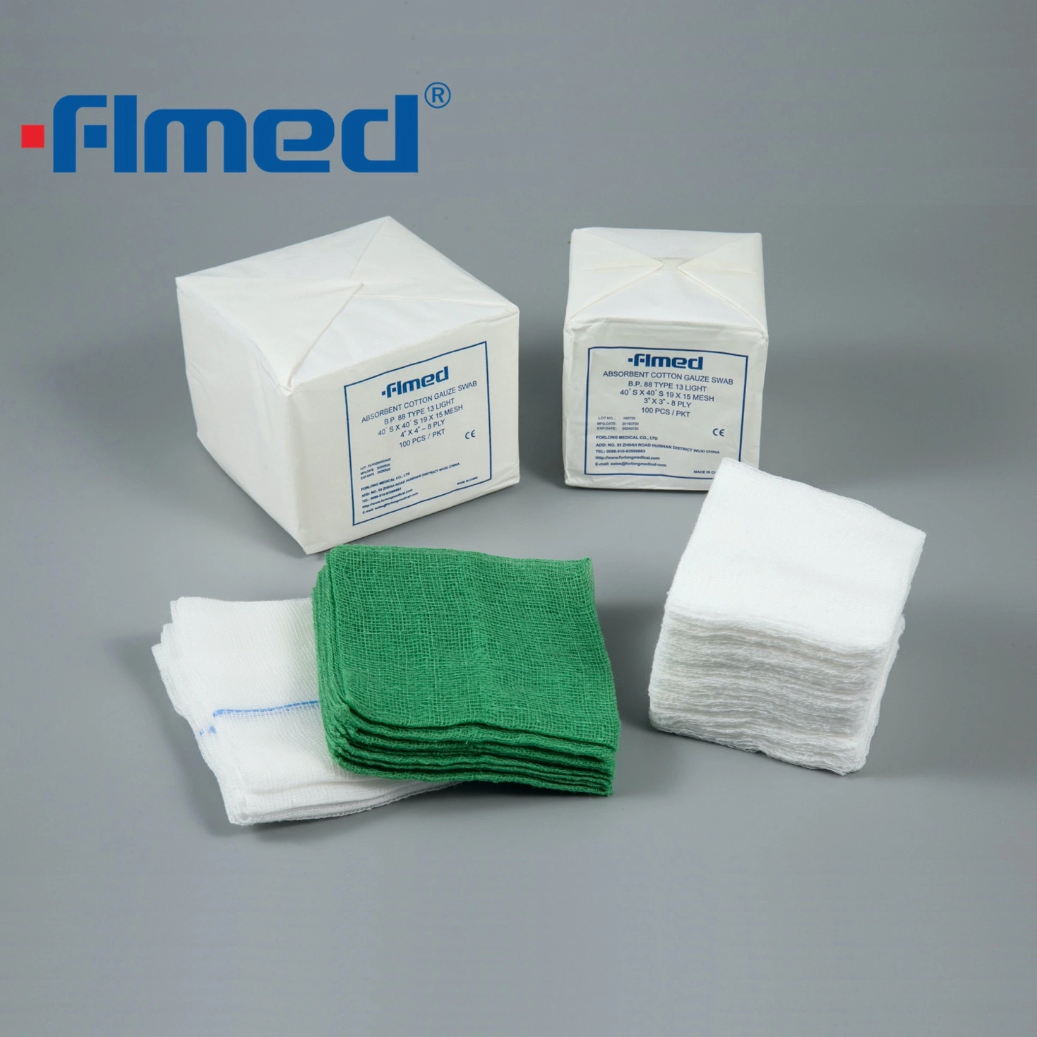 100 Pieces, 4 Layers 7.5 Cm X 7.5 Cm, 30g, Non Sterile, Non Woven Fabric Gauze Swabs