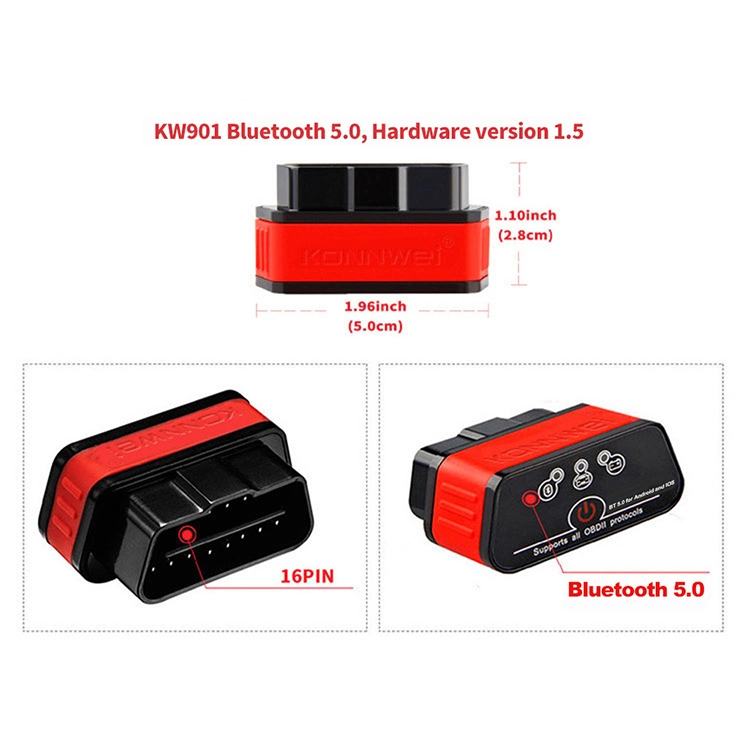 K901 Odb2 II قارئ بطاقات Bluetooth الجديد للقارئ التشخيصي لنظام Android