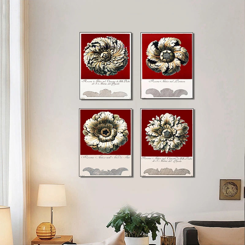 Different Metallic Effect Flower Canvas Painting