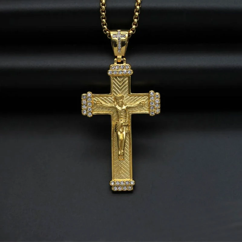 Cross Simple Trip Trumping Titanium Steel Drilling Necklace Pendant Swiping Gift Women Gift Gift Jewelry