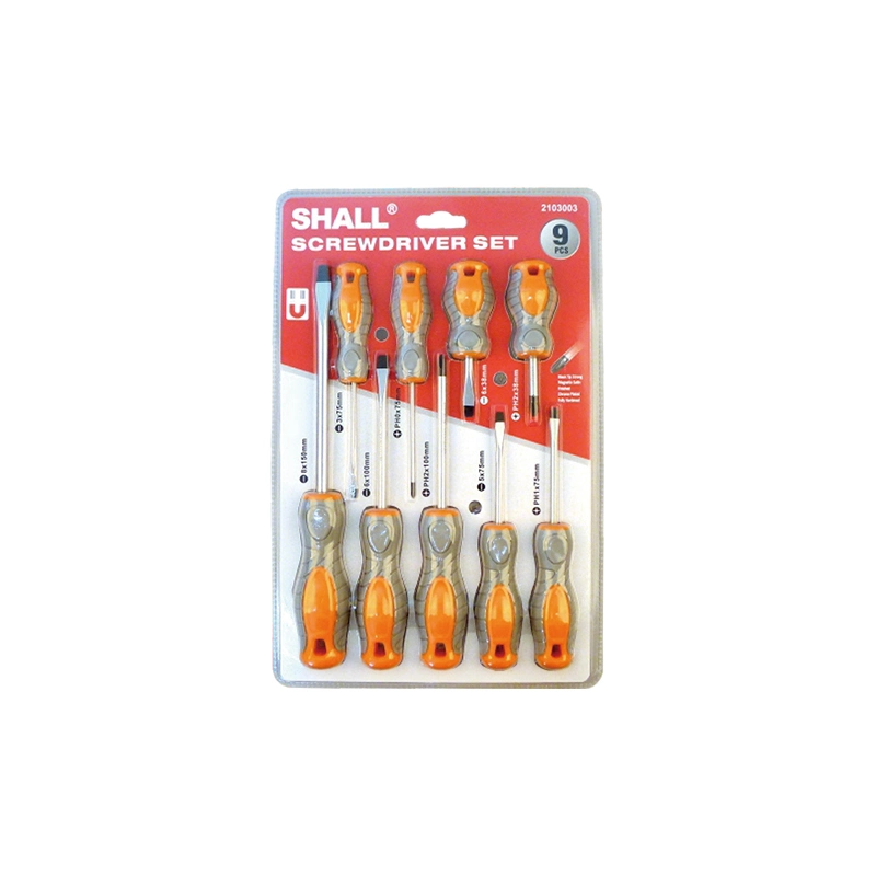 Shall 9PCS Screwdriver Set with Magnetic Bit Holder and CRV Bits