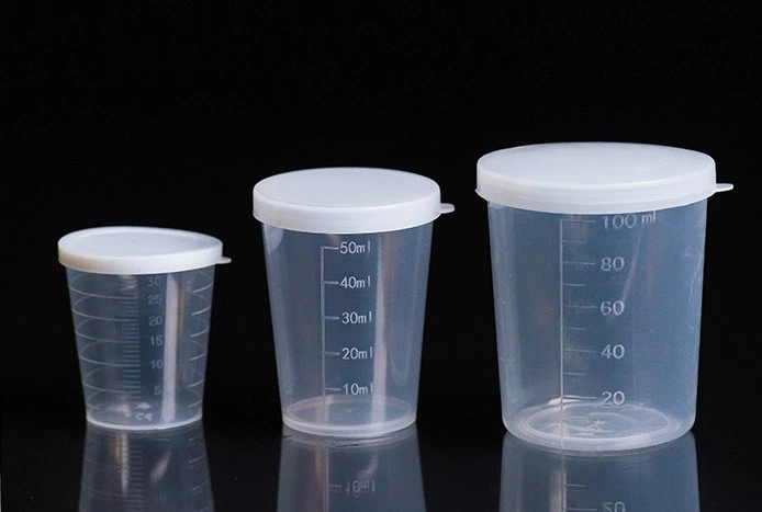 Graduated Specimen Collection Cups Measuring Cup with Lid