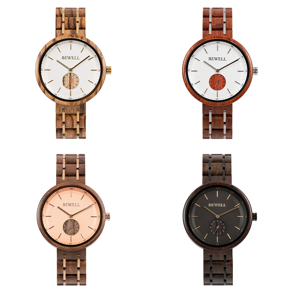 Unisex New Design Watches Stainless Steel and Wood Case and Band Woman and Men Wood Watch