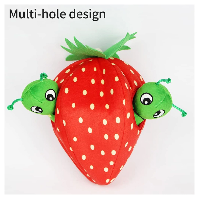 La Fraise et trous Carpenterworm Multi et lavable Interactive grinçant Masquer Rechercher jouet en peluche d'activité de chien chiot