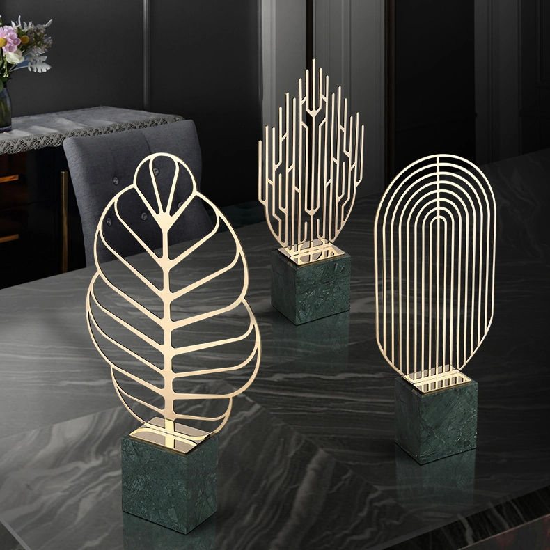 Light Luxury Decoration Living Room Entrance Ornaments Stainless Steel Banana Leaf Crafts Creative Model Room Indoor Accessories