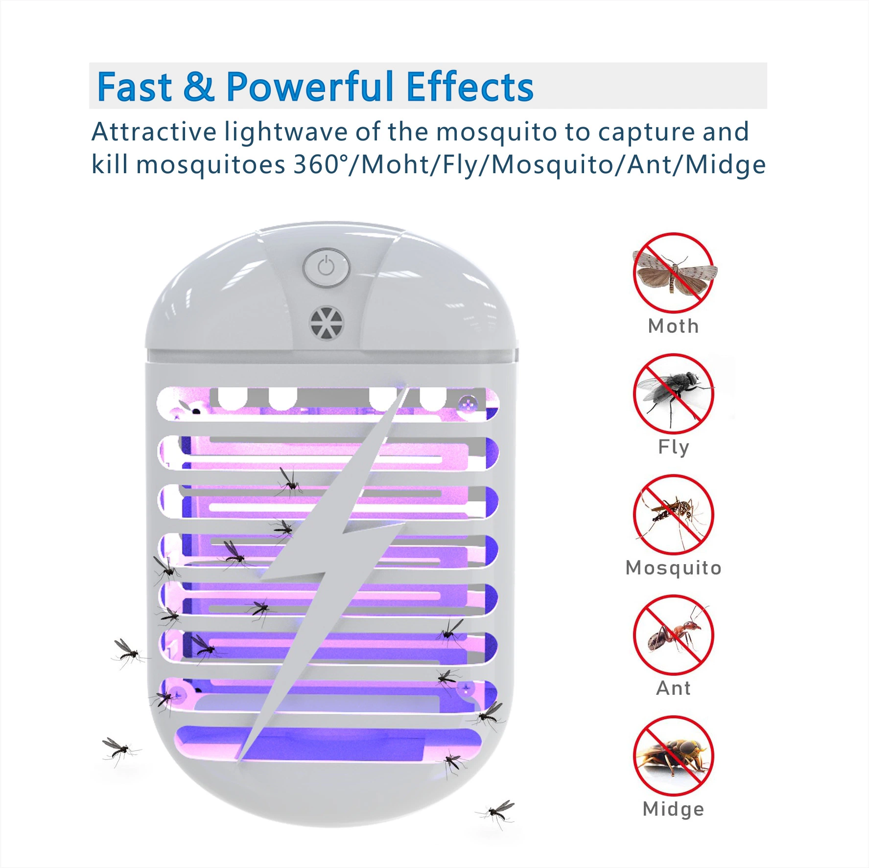 Plug-in à l'intérieur de la lumière UV insecte Fly Trap Mosquito Killer bug zapper électrique de la lampe (3)