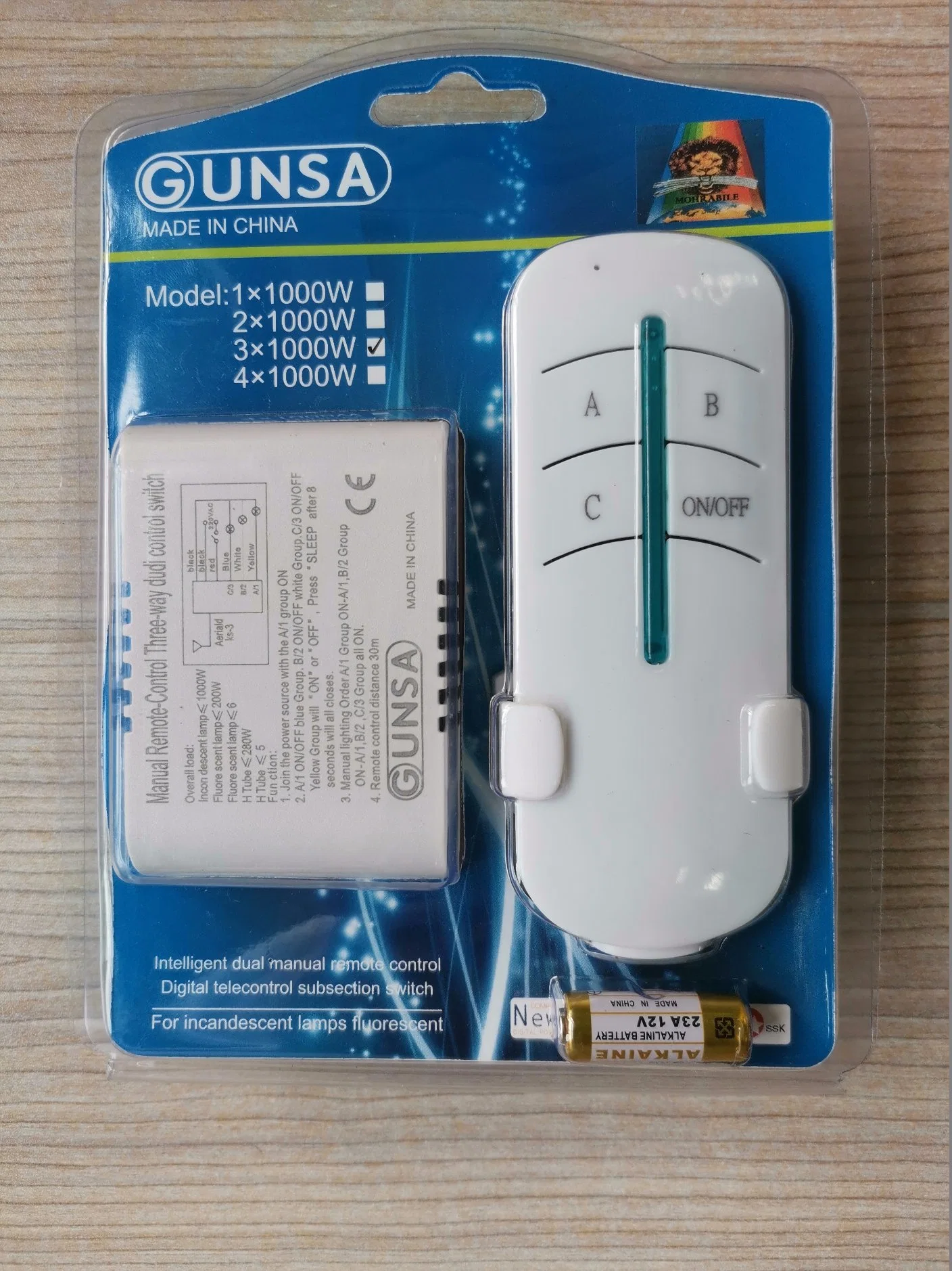 3 Caminho 220V Digital do Interruptor de Controle Remoto Interruptor subseção de telecontrolo