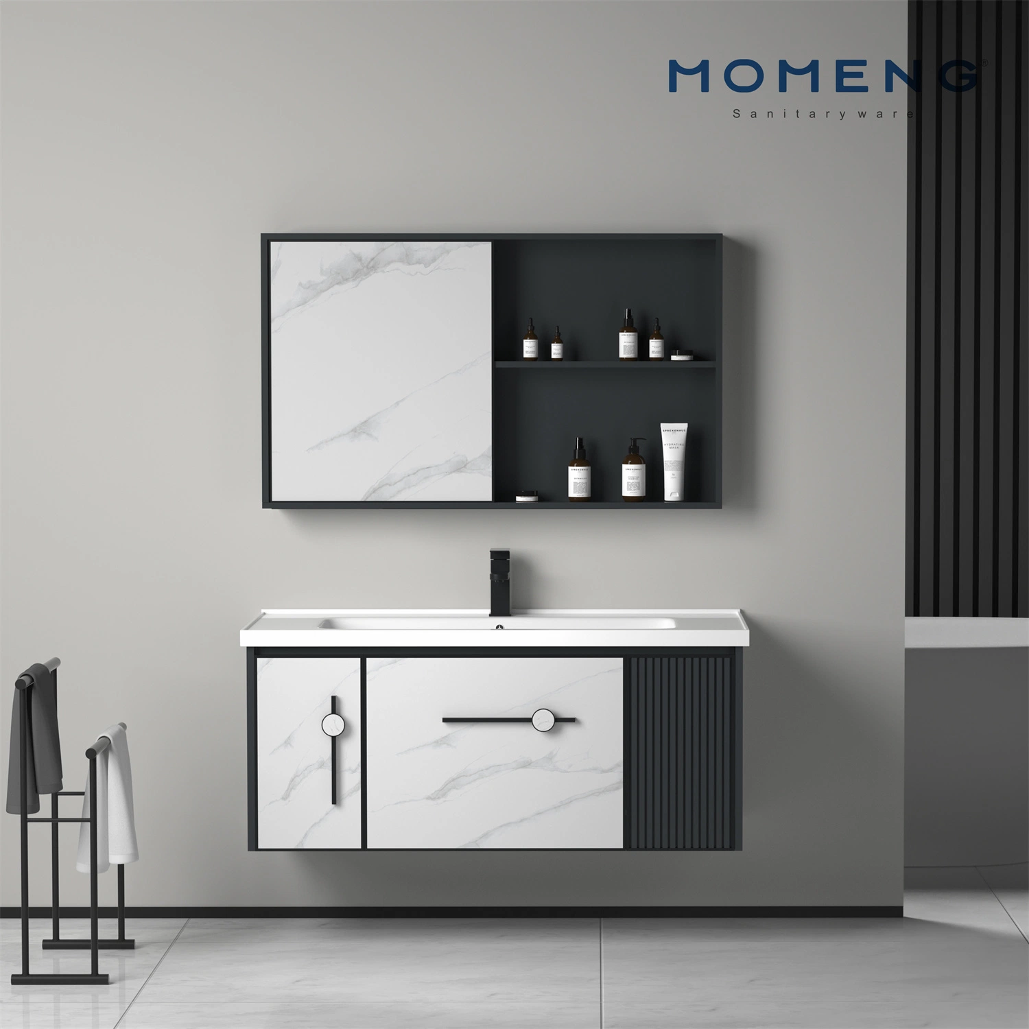 Modern Wall Mounted Hotel Style Aluminum Bathroom Cabinet Bathroom Vanity