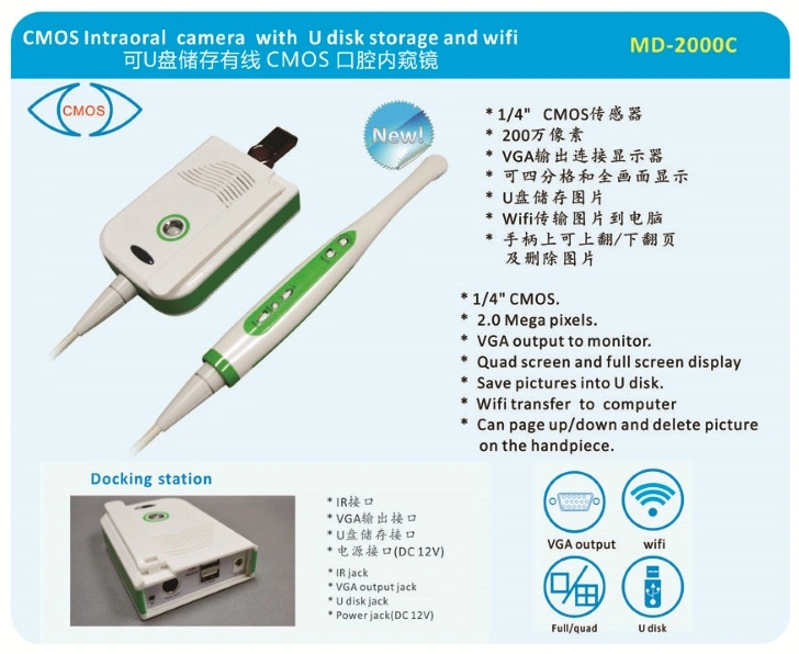 WiFi Intraoral Oral Camera VGA out Dental Cam with USB Disk Storage