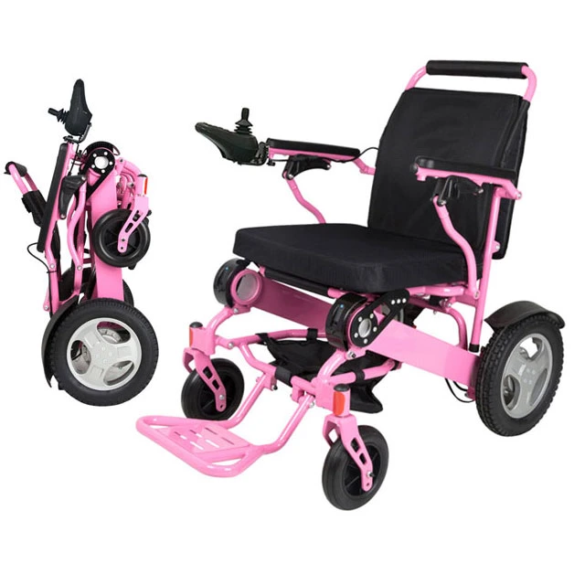 Economic Steel Electric Wheelchair with Foldable Backrest and Detachable Footrest