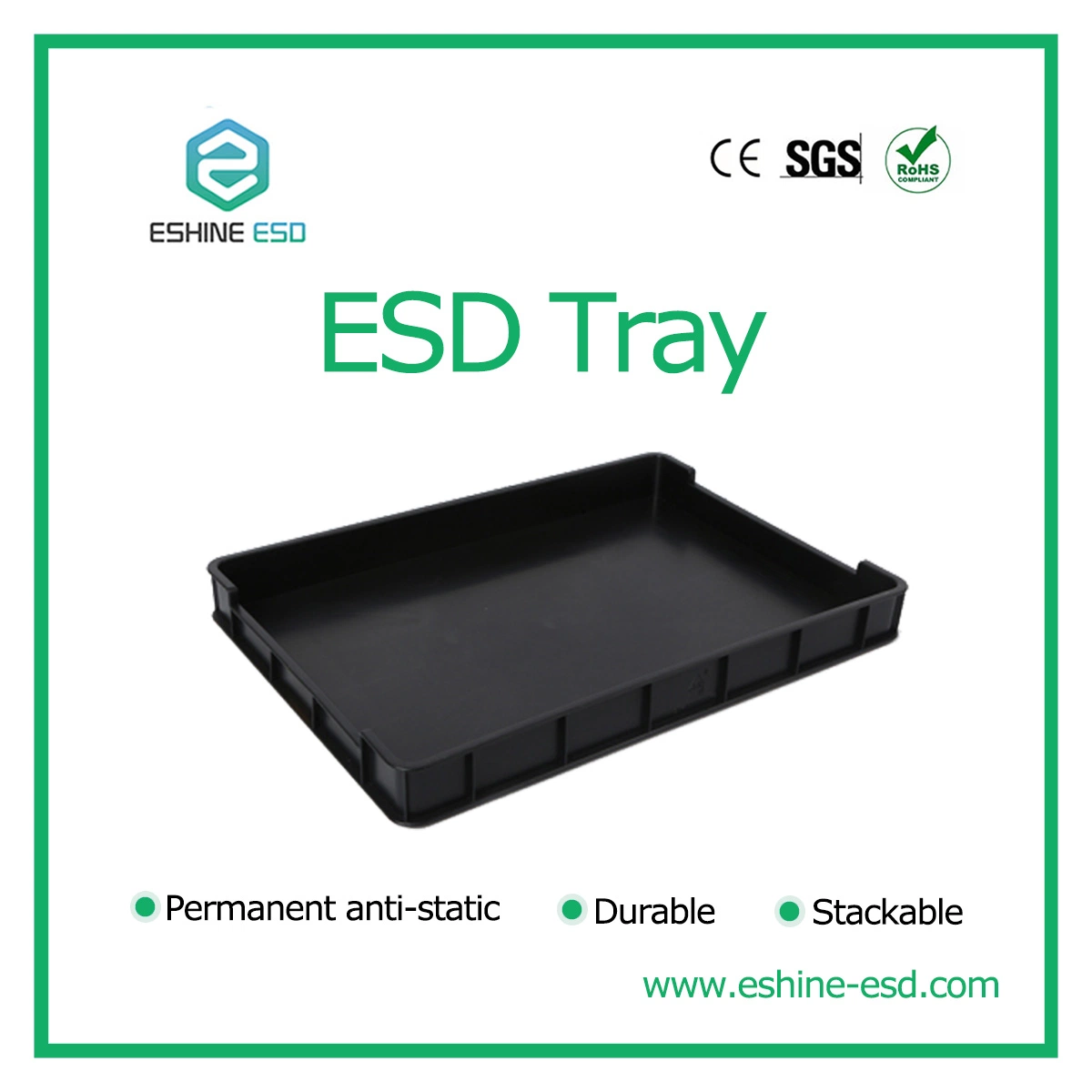 Embalaje de palets de plástico antiestático ESD Carro PCB negro