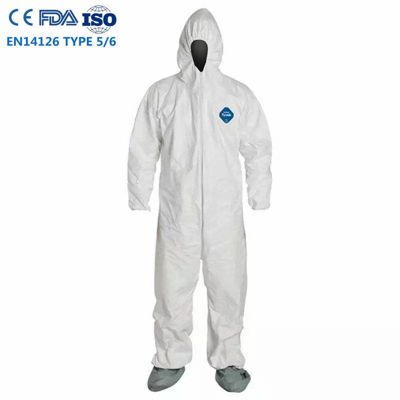 High quality/High cost performance  ISO11737 Disposable Tyvek 500 Nonwoven SMS PE PP Protective Coverall 70g for Laboratory PPE Chemical Splash Type 3/4 Isolation Suit Cat III