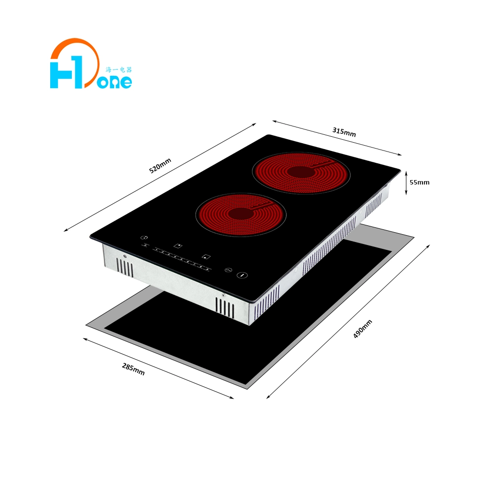 2 Quemador Placa de cocción de cerámica Estufa eléctrica con bloqueo de seguridad incorporado 9 Niveles de calentamiento Sensor Control táctil