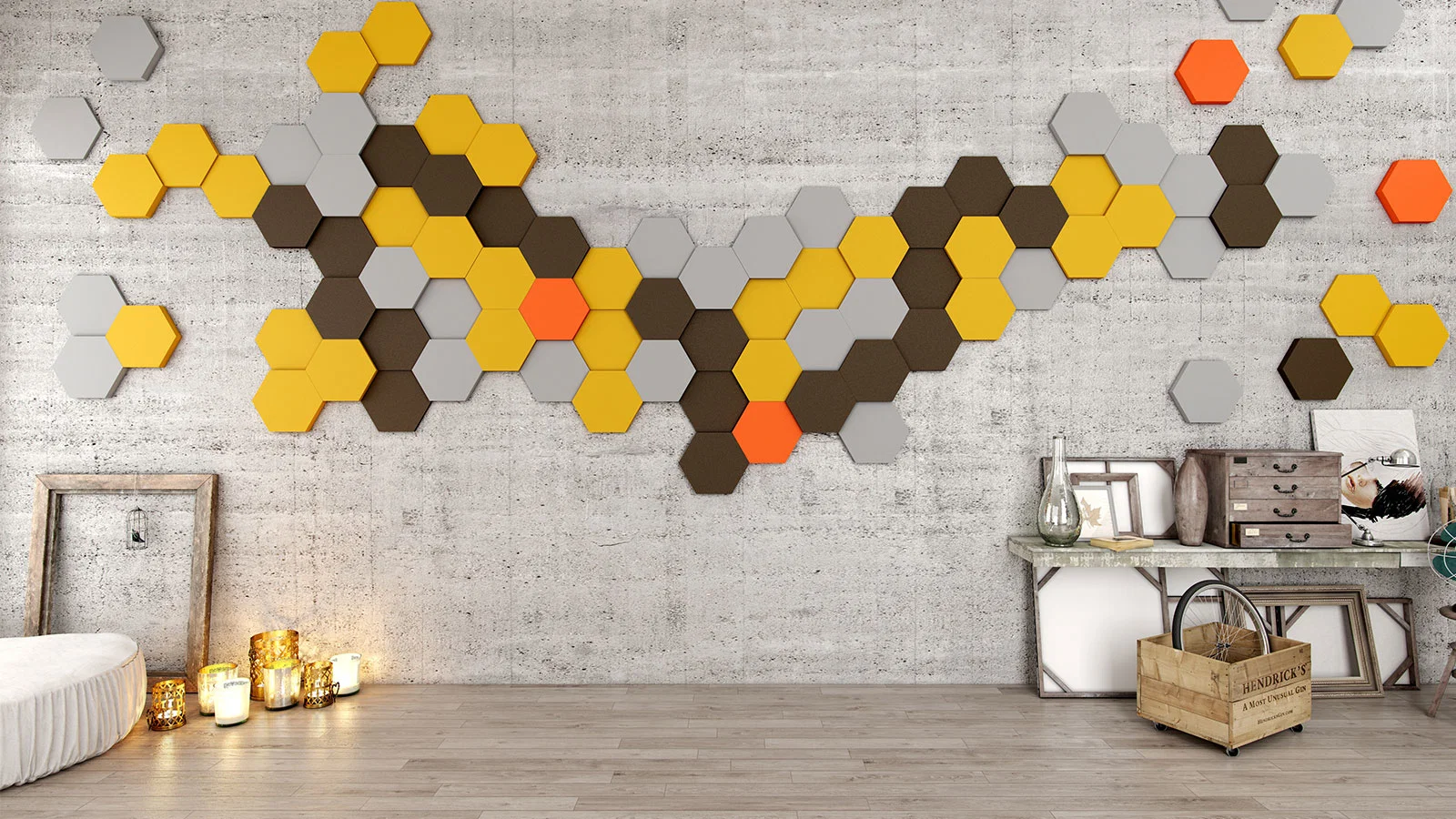 Hexagonal Recycle Acoustic Panel to Reduce Noise and Great Decoration Effect