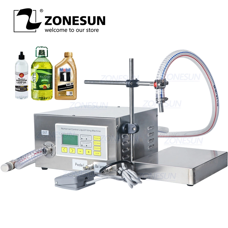 Zonesun Semi-Automatic Gear Pump Peanut Oil Filler Grease Olive Lubricating Oil Liquid Bottle Filling Machine
