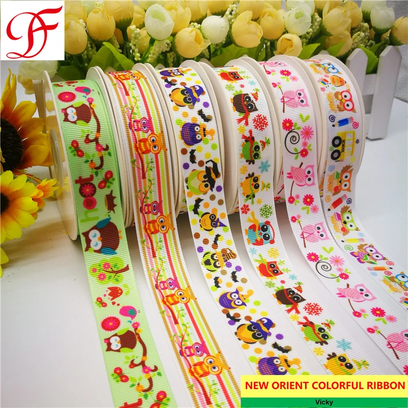 Owl Printing Grosgrain Ribbon Double/Single Face Satin Ribbon Sheer Organza Ribbon Taffeta Gingham Hemp Ribbon From Factory for Gifts/Wrapping/Garments/Xmas