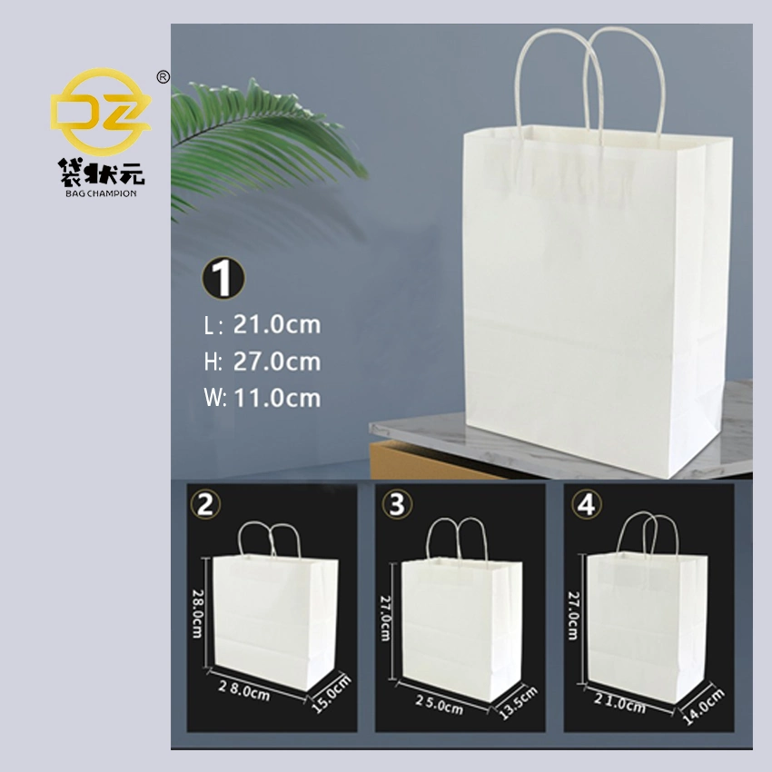 White Craft Paper Bag with Twisted Paper Handle From Factory