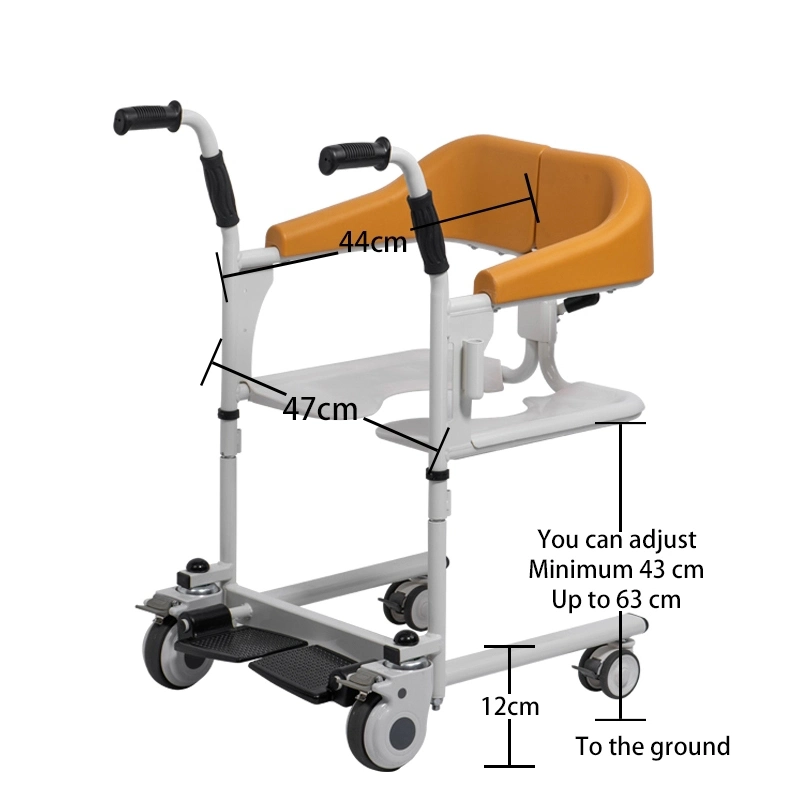 Height-Adjustable Multifunction Lightweight Transfer Commode Wheelchair with Comfortable Backrest and Cushion Safe Brakes