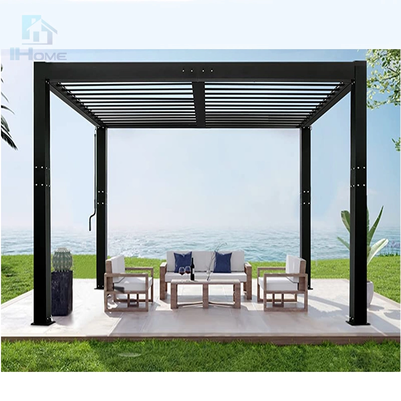 Elegante y simple Jardín de aluminio exterior barbacoa Gazebo eléctrico con Ventilador gazebo