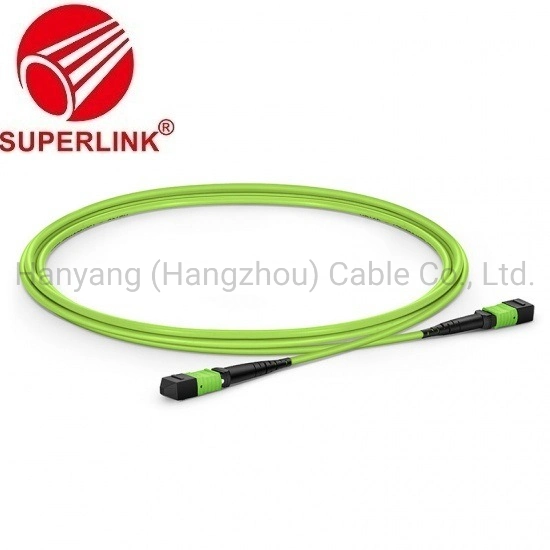 1m (3FT) MTP 12 Female to MTP 12 Female Om5 Multimode Elite Trunk Cable 12 Fiber Type B Plenum (OFNP) Lime Green