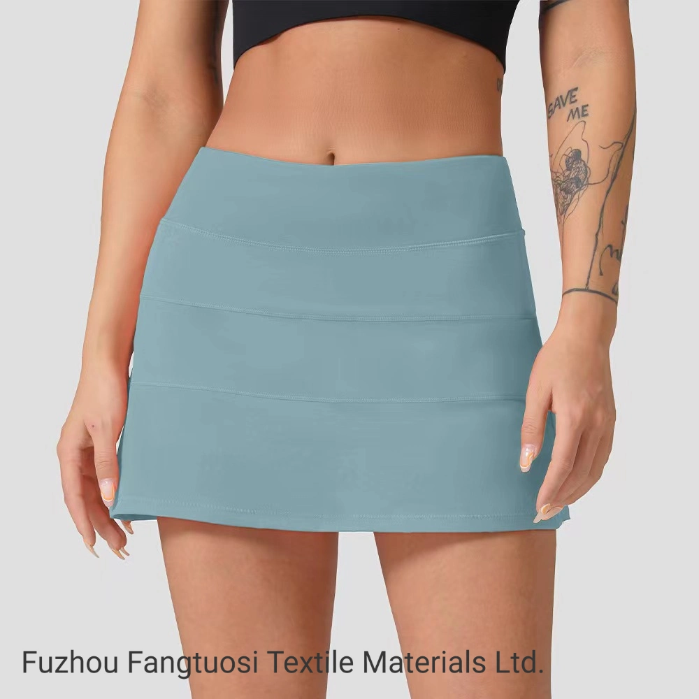 Solid Color Plus Size Elastic Quick Dry High Waist Pleated Tennis Skirts Women Athletic Golf Running Skirt Apparel with Pockets