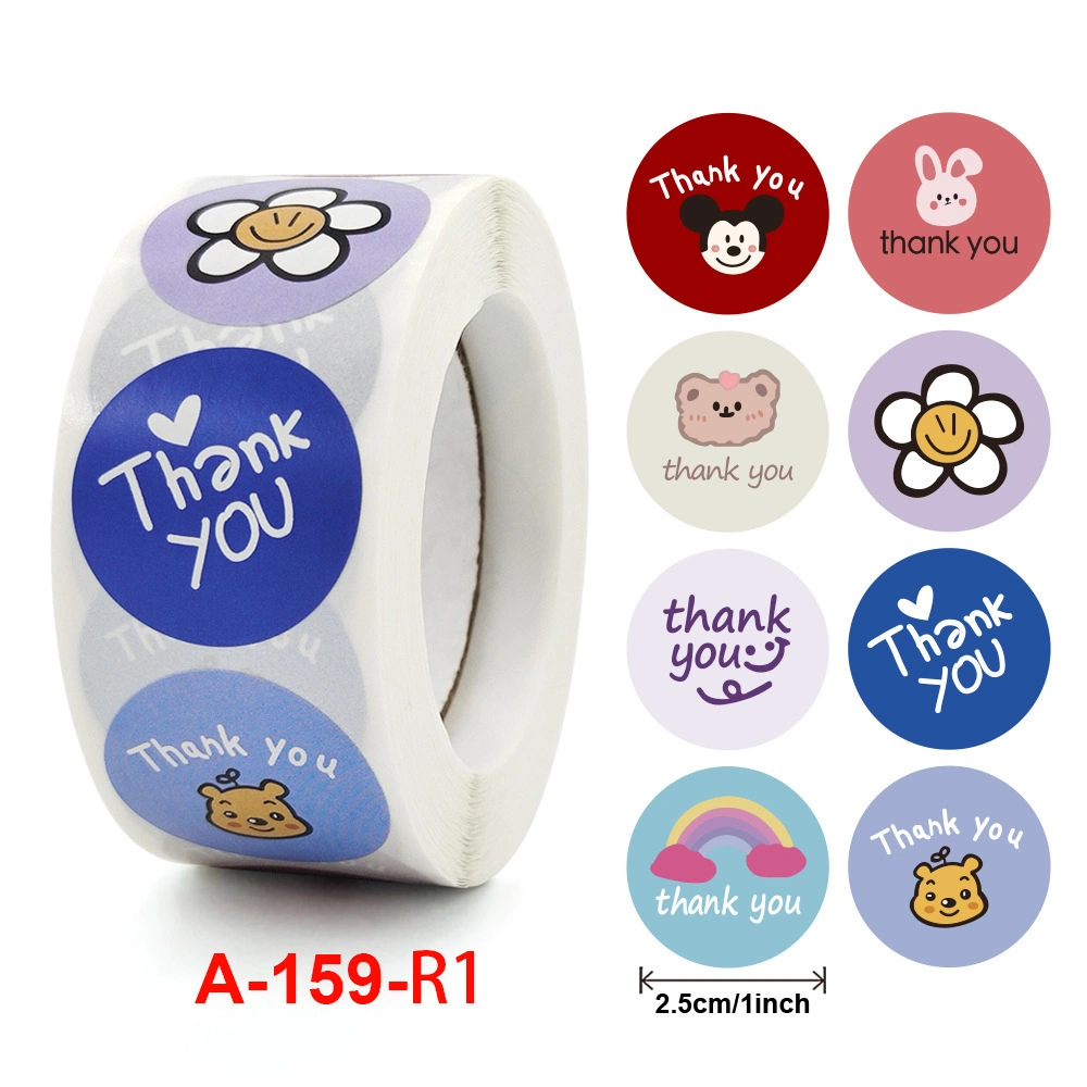 Self-Adhesive Cartoon Paper Sticker Roll Animal Reward Stickers for Teachers Motivational Incentive Stickers for Kids, 500PCS Roll 1 Inch Round Cartoon Stickers