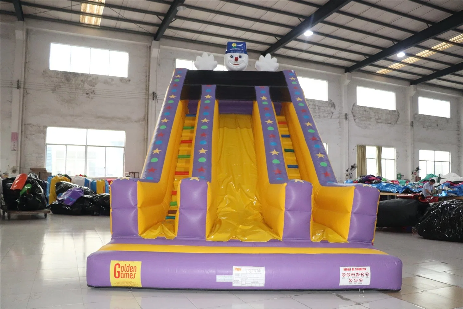 Clown High Slide with Dounble Climbing Wall Bouncing Inflatable Slide (AQ09130)