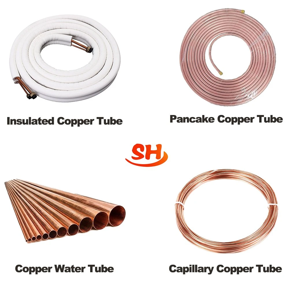 Copper Pipe AC 1/4 Capillary Pancake Coil Tubes C12200 Astmb280 Soft Drawn C70600 C71500 Seamless Brass Water Tubing Air Conditioner HVAC Insulated Copper Pipes