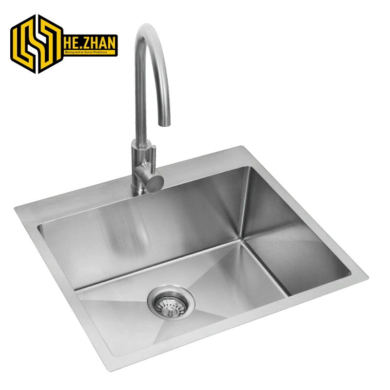 304 Stainless Steel Single Sink, Table Top Faucet and Bowl, Handcrafted for Home Kitchen Use