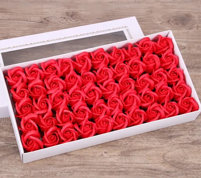 OEM / ODM Farben natürliche handgemachte Bio Seifen 50pcs Rosen Papierseife Rose Seife Blume Geschenk Seife Blume in Geschenk-Set