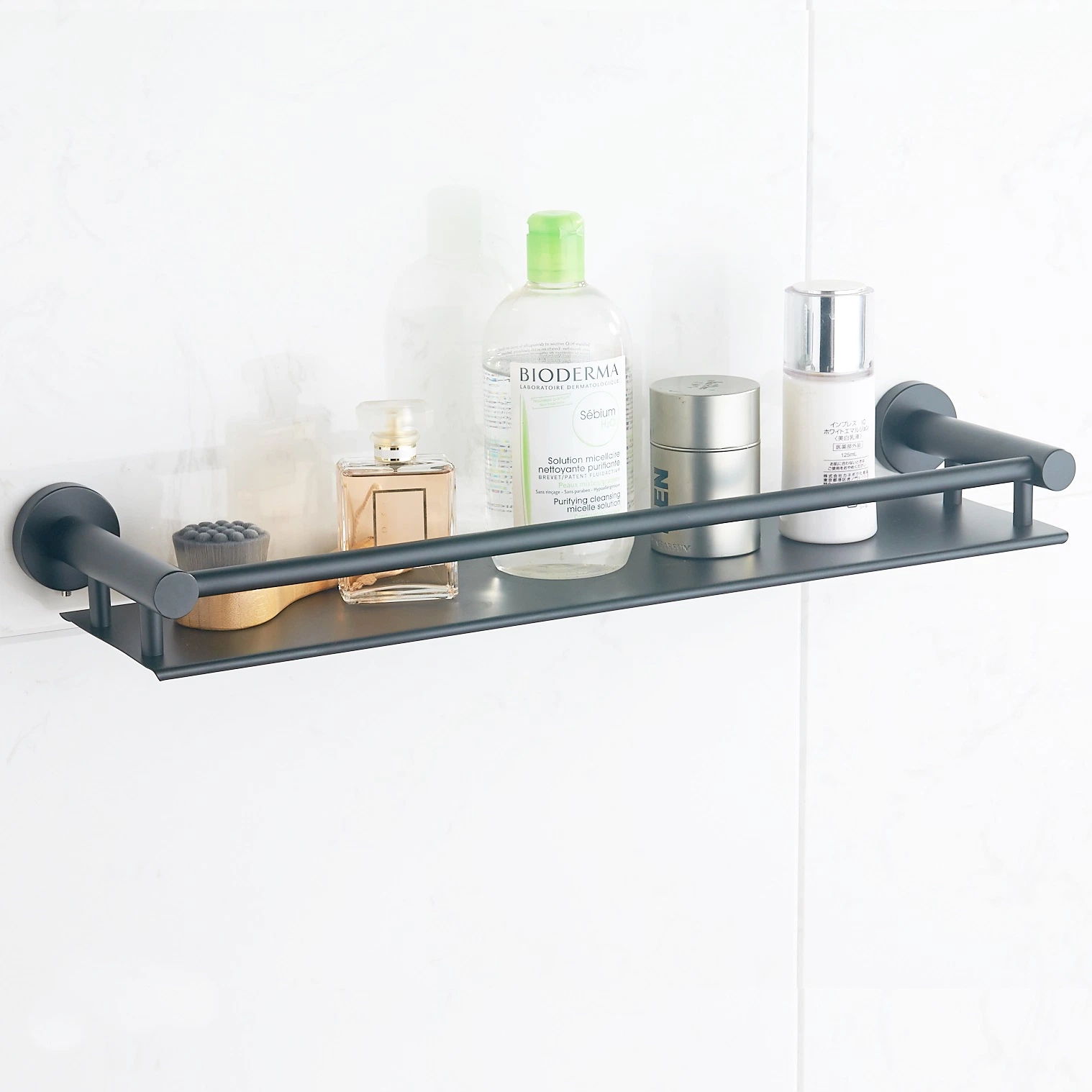 Black 304 Stainless Steel Hotel Shower Storage Wall Mounted Bathroom Shower Shelf